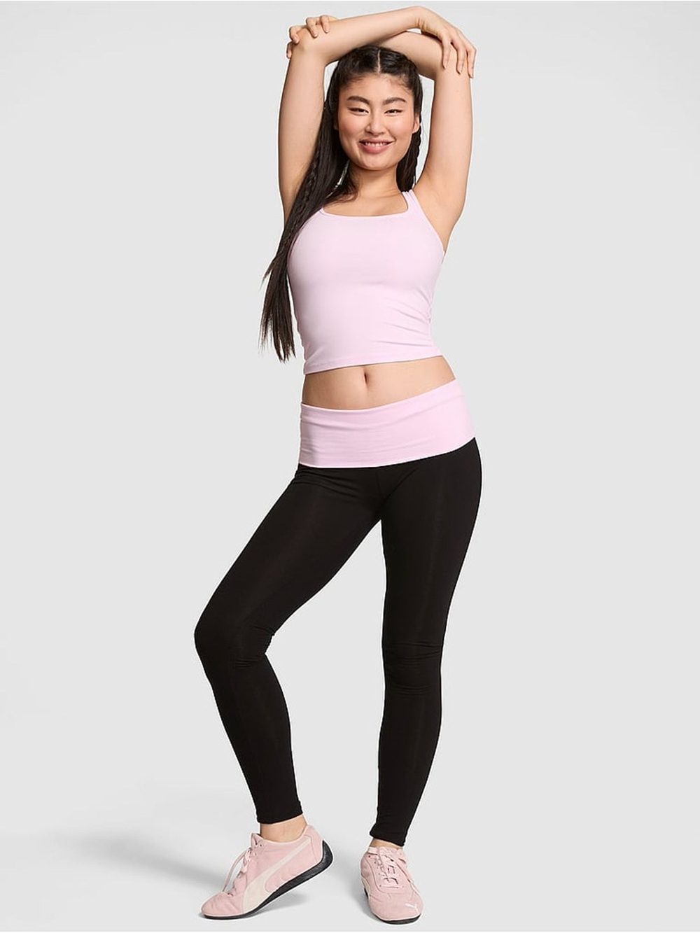 Vs PINK COQUETTE Pretty In Pink Bows Fold over leggings NWOT